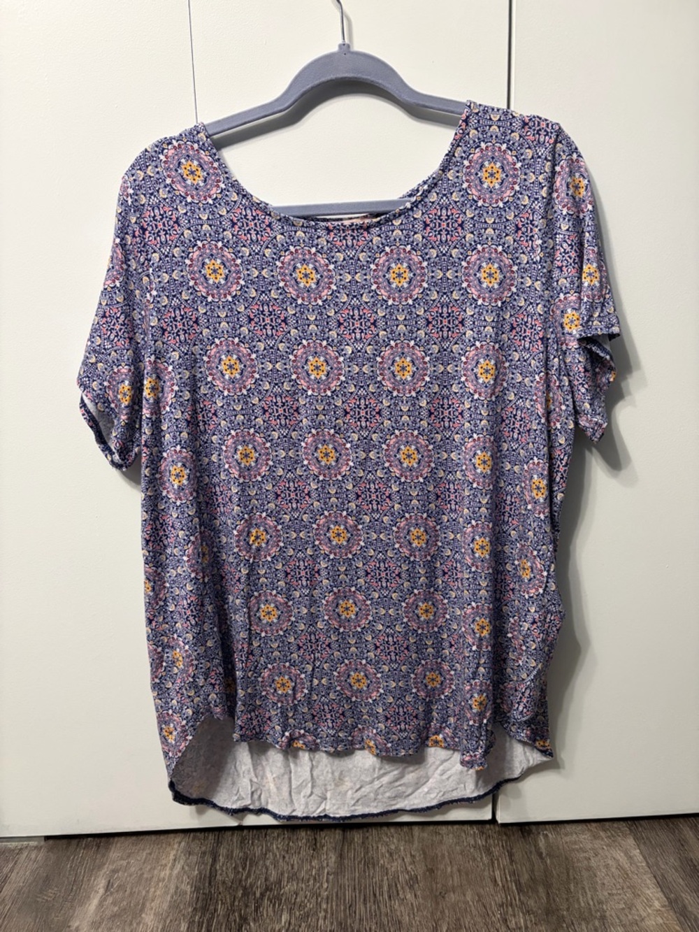 Philosophy Floral Medallion Short Sleeve Tee in Purple and Yellow
